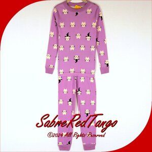 NWT Hanna Andersson Organic Long Johns Pajamas Halloween Kitties Primrose 110 5